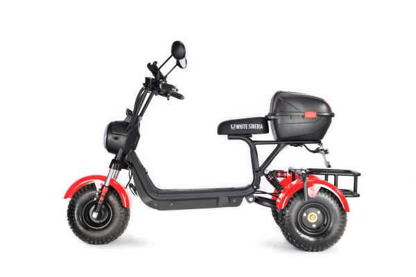 Электроскутер Citycoco White Siberia TRIKE MINI 1500W Красный