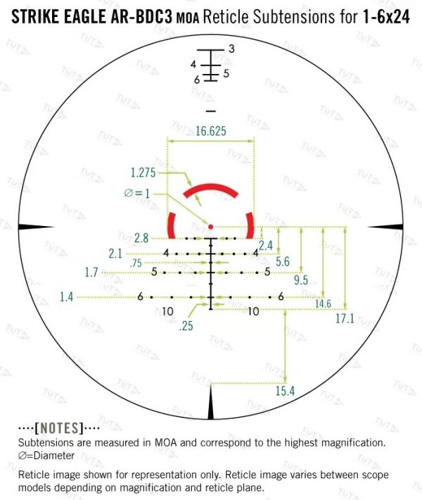 Прицел Vortex Strike Eagle 1-6X24, AR-BDC3 (MOA)