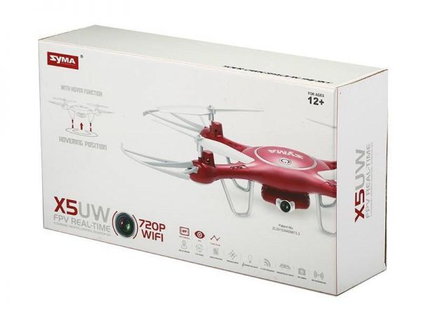 Р/У квадрокоптер Syma X5UW с FPV трансляцией Wi-Fi (HD), барометр 2.4G RTF красный