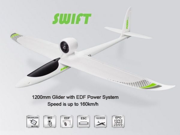 Радиоуправляемый планер Top RC Swift (EDF Power System) 1200мм 2.4G 4-ch LiPo RTF