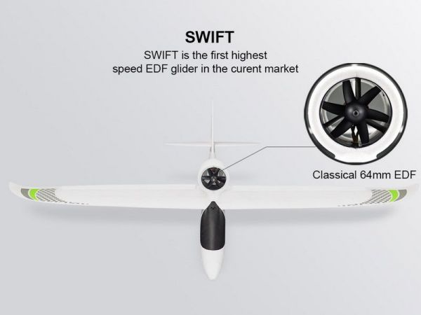 Радиоуправляемый планер Top RC Swift (EDF Power System) 1200мм 2.4G 4-ch LiPo RTF