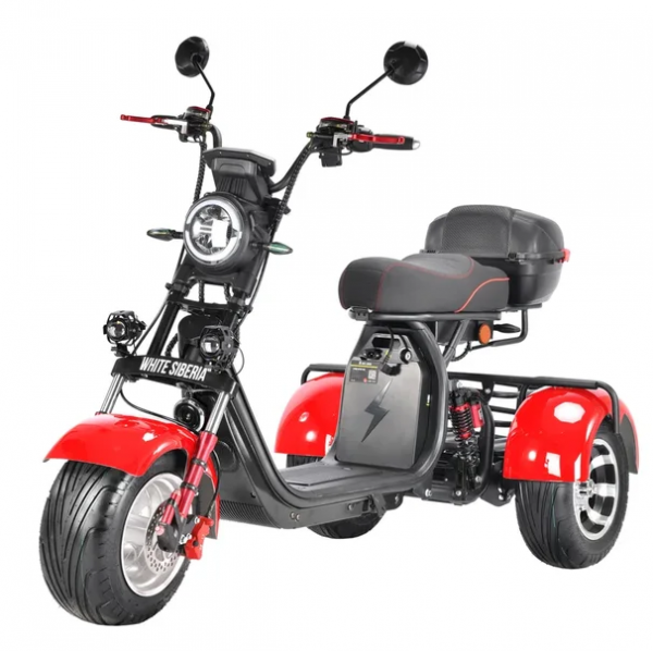 Электроскутер Citycoco White Siberia PRO Trike 3000W Красный