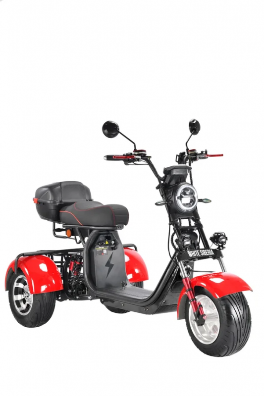 Электроскутер Citycoco White Siberia PRO Trike 3000W Красный